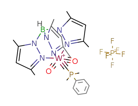 {HB(3,5-Me2C3HN2)3(CO)2WCPMe2Ph}PF6
