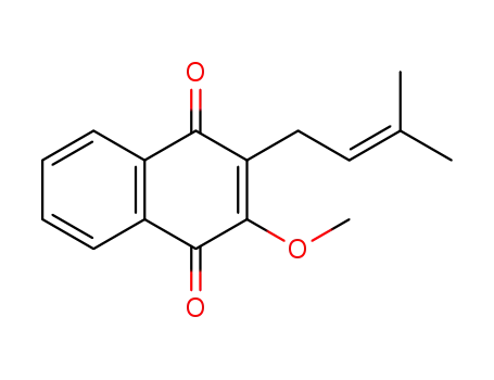Molecular Structure of 17241-45-1 (2-methoxy-3-(3-methylbut-2-en-1-yl)naphthalene-1,4-dione)