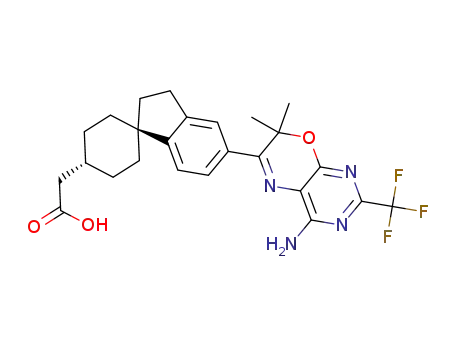 2-((trans)-5′-(4-amino-7,7-dimethyl-2-(trifluoromethyl)-7Hpyrimido[4,5-b][1,4]oxazin-6-yl)-2′,3′-dihydrospiro-[cyclohexane-1,1′-inden]-4-yl)acetic acid