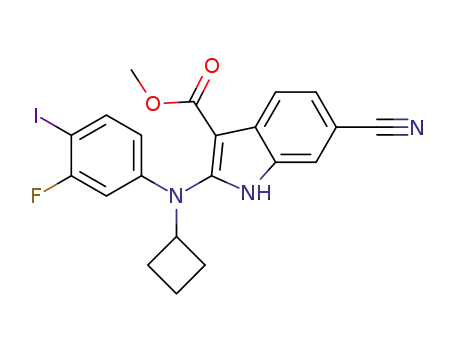 methyl 6-cyano-2-(cyclobutyl(3-fluoro-4-iodophenyl)amino)-1H-indole-3-carboxylate