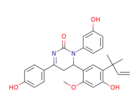 6-(4-hydroxy-2-methoxy-5-(2-methylbut-3-en-2-yl)phenyl)-4-(4-hydroxyphenyl)-1-(3-hydroxyphenyl)-5,6-dihydropyrimidin-2-one
