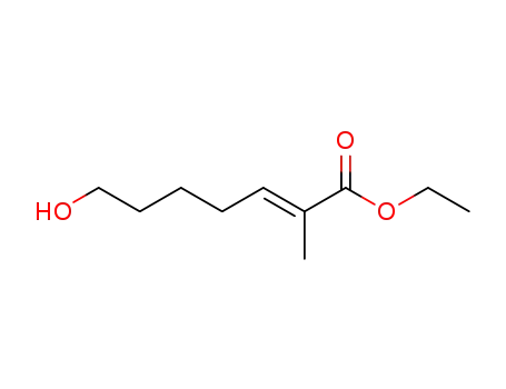 Molecular Structure of 74844-86-3 (2-Heptenoic acid, 7-hydroxy-2-methyl-, ethyl ester, (2E)-)
