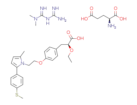 metformin-L-glutamic acid-(S)-2-ethoxy-3-(4-(2-(2-methyl-5-(4-(methylthio)phenyl)-1H-pyrrol-1-yl)ethoxy)phenyl)propanoic acid salt