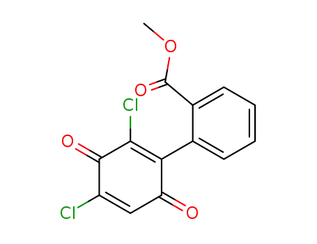 Molecular Structure of 112616-04-3 (Benzoic acid, 2-(2,4-dichloro-3,6-dioxo-1,4-cyclohexadien-1-yl)-, methyl
ester)