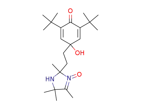 Molecular Structure of 105654-17-9 (2,5-Cyclohexadien-1-one,
4-[2-(2,5-dihydro-2,4,5,5-tetramethyl-1H-imidazol-2-yl)ethyl]-2,6-bis(1,1
-dimethylethyl)-4-hydroxy-, N-oxide)