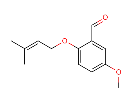 Molecular Structure of 139579-42-3 (Benzaldehyde, 5-methoxy-2-[(3-methyl-2-butenyl)oxy]-)