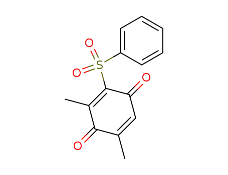 Molecular Structure of 145746-46-9 (2,5-Cyclohexadiene-1,4-dione, 2,6-dimethyl-3-(phenylsulfonyl)-)