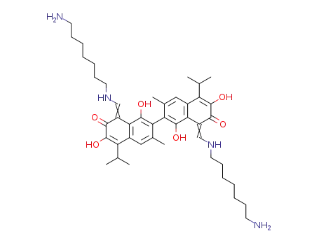 8,8'-Bis-[1-(7-amino-heptylamino)-meth-(Z)-ylidene]-1,6,1',6'-tetrahydroxy-5,5'-diisopropyl-3,3'-dimethyl-8H,8'H-[2,2']binaphthalenyl-7,7'-dione