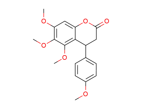 Molecular Structure of 267901-34-8 (2H-1-Benzopyran-2-one,
3,4-dihydro-5,6,7-trimethoxy-4-(4-methoxyphenyl)-)