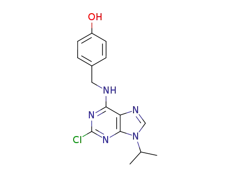 Molecular Structure of 500568-76-3 (Phenol, 4-[[[2-chloro-9-(1-methylethyl)-9H-purin-6-yl]amino]methyl]-)