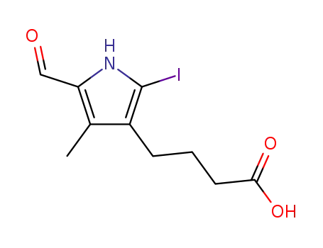 Molecular Structure of 634606-12-5 (1H-Pyrrole-3-butanoic acid, 5-formyl-2-iodo-4-methyl-)