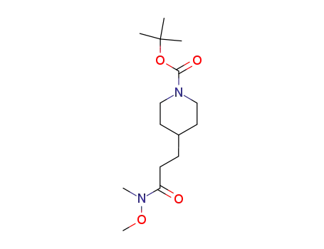 Molecular Structure of 301186-40-3 (1-Piperidinecarboxylic acid, 4-[3-(methoxymethylamino)-3-oxopropyl]-,
1,1-dimethylethyl ester)