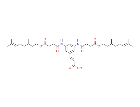 Molecular Structure of 831179-85-2 (Butanoic acid,
4,4'-[[5-[(1E)-2-carboxyethenyl]-1,3-phenylene]diimino]bis[4-oxo-,
1,1'-bis(3,7-dimethyl-6-octenyl) ester)