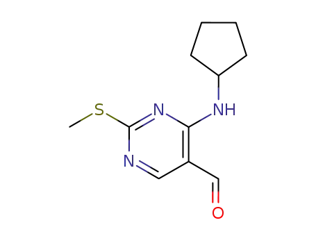 Molecular Structure of 211245-64-6 (4-(cyclopentylaMino)-2-(Methylthio)pyriMidine-5-carbaldehyde)