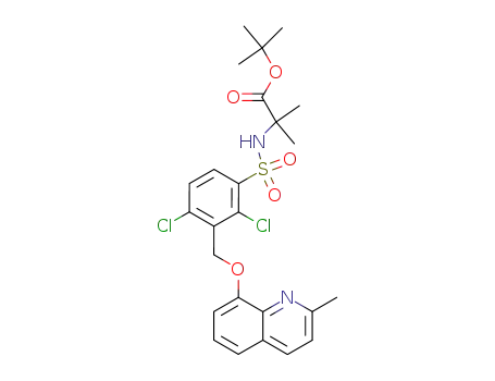 Molecular Structure of 635697-85-7 (Alanine,
N-[[2,4-dichloro-3-[[(2-methyl-8-quinolinyl)oxy]methyl]phenyl]sulfonyl]-2-
methyl-, 1,1-dimethylethyl ester)