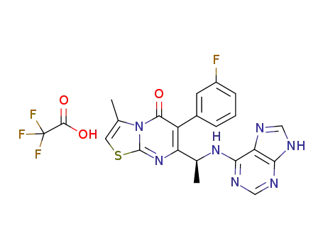 (S)-7-(1-(9H-purin-6-ylamino)ethyl)-6-(3-fluorophenyl)-3-methyl-5H-thiazolo[3,2-a]pyrimidin-5-one trifluoroacetate
