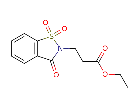 Molecular Structure of 83747-24-4 (1,2-Benzisothiazole-2(3H)-propanoic acid, 3-oxo-, ethyl ester,
1,1-dioxide)
