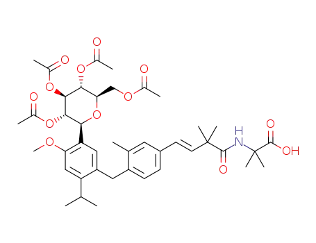 2-{[(3E)-4-(4-{[4-methoxy-2-(propan-2-yl)-5-{(2S,3S,4R,5R,6R)-3,4,5-tris(acetyloxy)-6-[(acetyloxy)methyl]oxan-2-yl}phenyl]methyl}-3-methylphenyl)-2,2-dimethylbut-3-enoyl]amino}-2-methylpropanoic acid