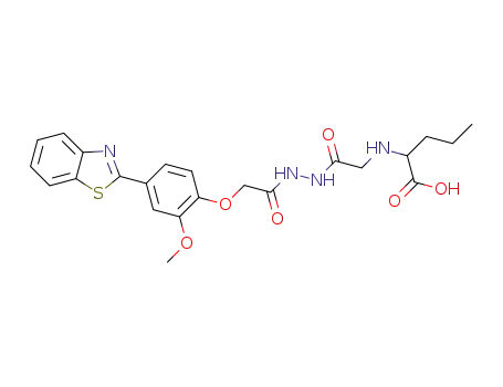2-(2-(2-(2-(4-(benzo[d]thiazol-2-yl)-2-methoxyphenoxy)acetyl)hydrazinyl)-2-oxoethylamino)pentanoic acid