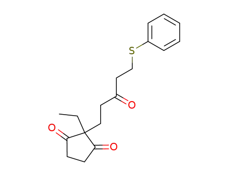 Molecular Structure of 101750-88-3 (1,3-Cyclopentanedione, 2-ethyl-2-[3-oxo-5-(phenylthio)pentyl]-)