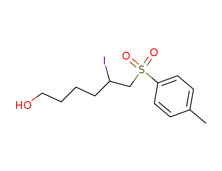 Molecular Structure of 141246-59-5 (1-Hexanol, 5-iodo-6-[(4-methylphenyl)sulfonyl]-)