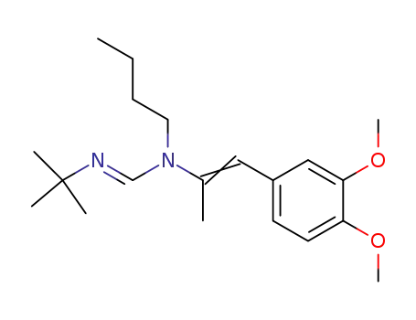 Molecular Structure of 95018-66-9 (Methanimidamide,
N-butyl-N-[2-(3,4-dimethoxyphenyl)-1-methylethenyl]-N'-(1,1-dimethyleth
yl)-)