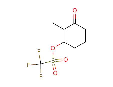 Molecular Structure of 150765-78-9 (Methanesulfonic acid, trifluoro-, 2-methyl-3-oxo-1-cyclohexen-1-yl ester)