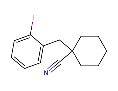 Molecular Structure of 445006-90-6 (Cyclohexanecarbonitrile, 1-[(2-iodophenyl)methyl]-)