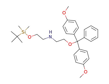 Molecular Structure of 745795-94-2 (Ethanamine,
2-[bis(4-methoxyphenyl)phenylmethoxy]-N-[2-[[(1,1-dimethylethyl)dimeth
ylsilyl]oxy]ethyl]-)