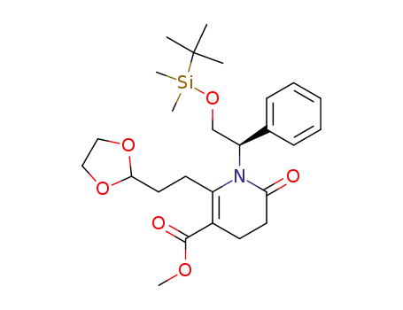 1-[2-(tert-butyl-dimethyl-silanyloxy)-(1S)-phenyl-ethyl]-2-(2-[1,3]dioxolan-2-yl-ethyl)-6-oxo-1,4,5,6-tetrahydro-pyridine-3-carboxylic acid methyl ester