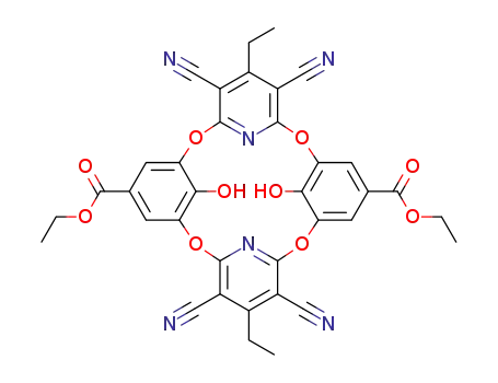 25,27-diaza-11,23-dicarboethoxy-4,6,16,18-tetracyano-5,17-diethyl-26,28-dihydroxy-2,8,14,20-tetraoxacalix[4]arene