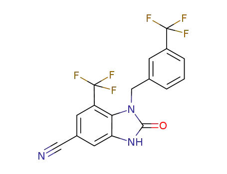 2-oxo-7-(trifluoromethyl)-1-[3-(trifluoromethyl)benzyl]-2,3-dihydro-1H-benzimidazole-5-carbonitrile