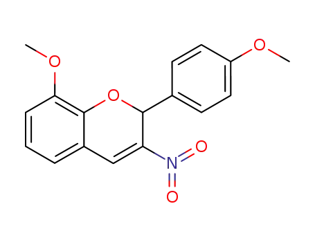 Molecular Structure of 57544-05-5 (2H-1-Benzopyran, 8-methoxy-2-(4-methoxyphenyl)-3-nitro-)