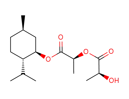 Molecular Structure of 923031-01-0 (Propanoic acid, 2-hydroxy-,
(1S)-1-methyl-2-[[(1R,2S,5R)-5-methyl-2-(1-methylethyl)cyclohexyl]oxy]-
2-oxoethyl ester, (2S)-)