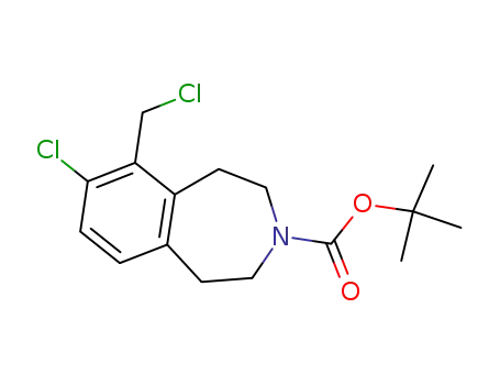 Molecular Structure of 928793-94-6 (3H-3-Benzazepine-3-carboxylic acid,
7-chloro-6-(chloromethyl)-1,2,4,5-tetrahydro-, 1,1-dimethylethyl ester)
