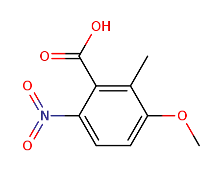Molecular Structure of 881415-49-2 (Benzoic acid, 3-methoxy-2-methyl-6-nitro-)