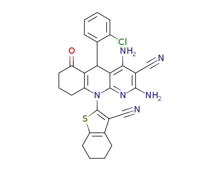 2,4-diamino-5-(2-chlorophenyl)-10-(3-cyano-4,5,6,7-tetrahydro-1-benzothiophen-2-yl)-6-oxo-5,6,7,8,9,10-hexahydrobenzo[b][1,8]naphthyridine-3-carbonitrile