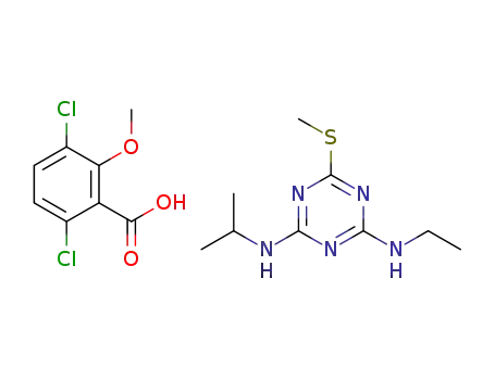3,6-dichloro-2-methoxybenzoic acid : 4-N-ethyl-6-methylsulfanyl-2-N-propan-2-yl-1,3,5-triazine-2,4-diamine (1:1)