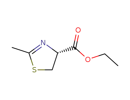 Molecular Structure of 89530-18-7 (4-Thiazolecarboxylic acid, 4,5-dihydro-2-methyl-, ethyl ester, (R)-)