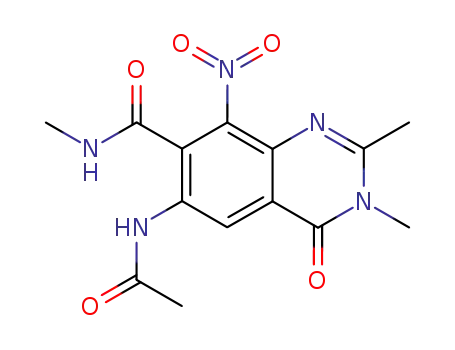Molecular Structure of 115705-55-0 (7-Quinazolinecarboxamide,
6-(acetylamino)-3,4-dihydro-N,2,3-trimethyl-8-nitro-4-oxo-)