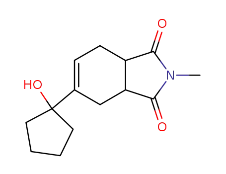 Molecular Structure of 91790-82-8 (1H-Isoindole-1,3(2H)-dione,
3a,4,7,7a-tetrahydro-5-(1-hydroxycyclopentyl)-2-methyl-)