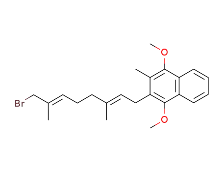 Molecular Structure of 94828-13-4 (Naphthalene,
2-(8-bromo-3,7-dimethyl-2,6-octadienyl)-1,4-dimethoxy-3-methyl-,
(E,E)-)