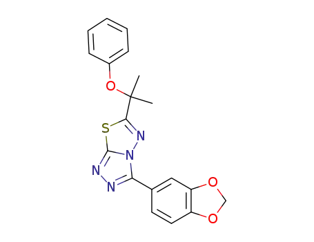 Molecular Structure of 106690-20-4 (1,2,4-Triazolo[3,4-b][1,3,4]thiadiazole,
3-(1,3-benzodioxol-5-yl)-6-(1-methyl-1-phenoxyethyl)-)