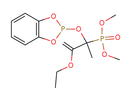 Molecular Structure of 144748-40-3 (Phosphonic acid,
[1-(1,3,2-benzodioxaphosphol-2-yloxy)-2-ethoxy-1-methyl-2-propenyl]-,
dimethyl ester)
