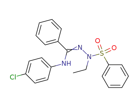 Molecular Structure of 90959-42-5 (Benzenecarboximidic acid, N-(4-chlorophenyl)-,
2-ethyl-2-(phenylsulfonyl)hydrazide)