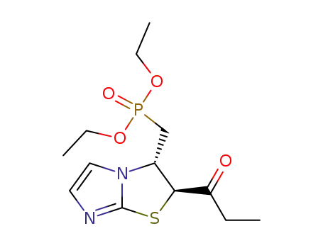 Molecular Structure of 113250-36-5 (Phosphonic acid,
[[2,3-dihydro-2-(1-oxopropyl)imidazo[2,1-b]thiazol-3-yl]methyl]-, diethyl
ester, trans-)