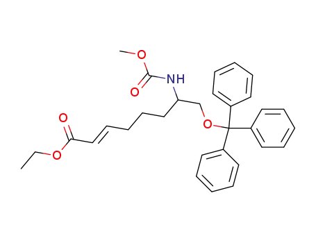 rac-(E)-ethyl 7-(methoxycarbonyl)amino-8-(trityloxy)-2-octenoate