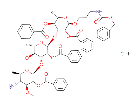 3-(Benzyloxycarbonylamino)propyl 2,4-di-O-benzoyl-3-O-[2-O-benzoyl-4-O-methyl-3-O-(4-amino-2-O-benzoyl-3-O-methyl-β-D-quinovopyranosyl)-α-L-rhamnopyranosyl]-α-L-rhamnopyranoside hydrochloride
