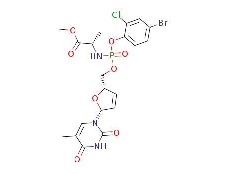 (S)-2-{(4-Bromo-2-chloro-phenoxy)-[(2S,5R)-5-(5-methyl-2,4-dioxo-3,4-dihydro-2H-pyrimidin-1-yl)-2,5-dihydro-furan-2-ylmethoxy]-phosphorylamino}-propionic acid methyl ester