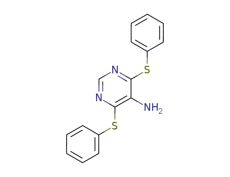 Molecular Structure of 873106-27-5 (5-Pyrimidinamine, 4,6-bis(phenylthio)-)